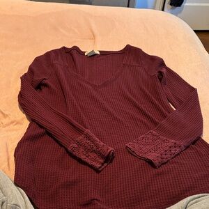 Lucky Brand Burgundy Blouse